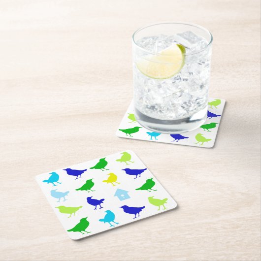 ザリス絵画チャリアによる着色鳥の数 スクエアペーパーコースター (インサイチュ)