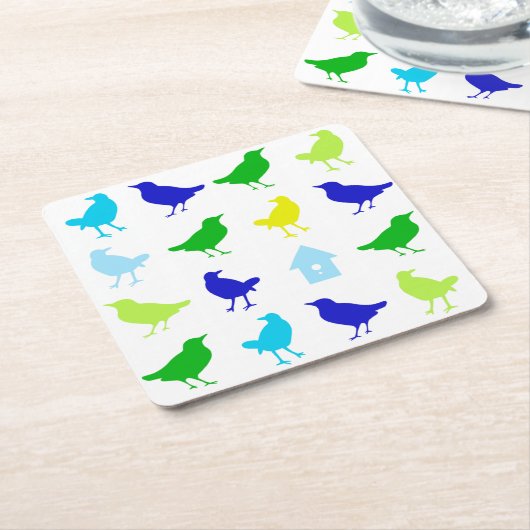 ザリス絵画チャリアによる着色鳥の数 スクエアペーパーコースター (アングル)
