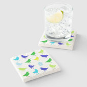 ザリス絵画チャリアによる着色鳥の数 ストーンコースター (横)