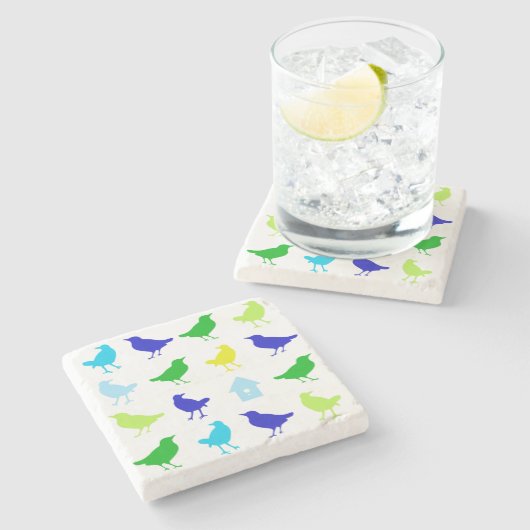 ザリス絵画チャリアによる着色鳥の数 ストーンコースター (横)