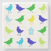 ザリス絵画チャリアによる着色鳥の数 ストーンコースター (正面)