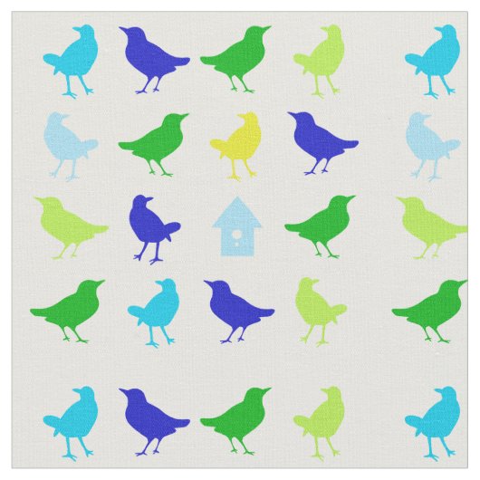 ザリス絵画チャリアによる着色鳥の数 ファブリック (クローズアップ)