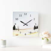 ザリトルキツネ スクエア壁時計 (ホーム)