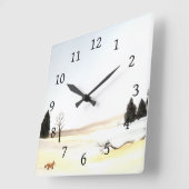 ザリトルキツネ スクエア壁時計 (傾斜)