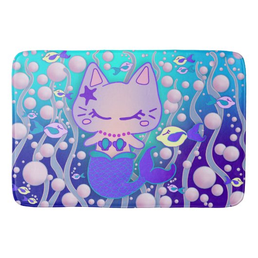 ザリトルパーメイドかわいいキャットマーメイドバスマット バスマット (正面)