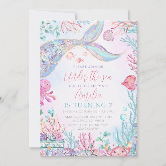 ザリトルマーメイドザシーズ誕生日 招待状 (正面)