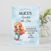 ザリトルマーメイドプールパーティー誕生日招待状 招待状 (スタンド正面)