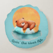 ザリバーライフベア |かわいいデジタルアート ラウンドクッション (裏面)