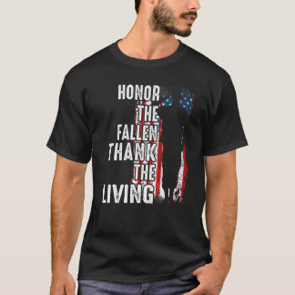 ザリビング落ちた感謝してい退役軍人軍隊を守る Tシャツ