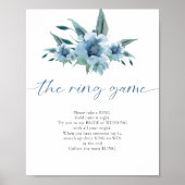 ザリングや輪ゲーム何か青いブライダルシャワー ポスター (正面)