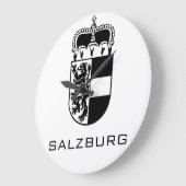 ザルツブルクの紋章 モノクロ ファインアート ラージ壁時計 (傾斜)