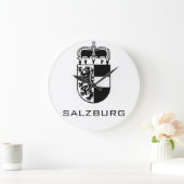 ザルツブルクの紋章 モノクロ ファインアート ラージ壁時計 (ホーム)