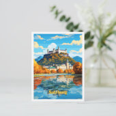 ザルツブルクオーストリアアートヴィンテージトラベルイラストレーション ポストカード (スタンド正面)