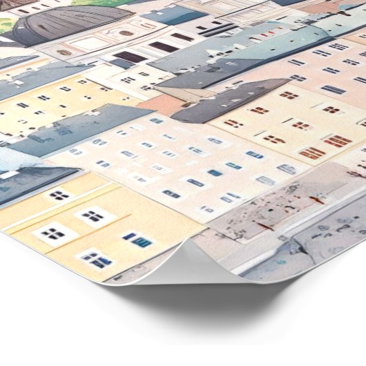 ザルツブルクオーストリアグアッシュ絵を描イラストレーション旅行 ポスター (角)