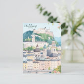 ザルツブルクオーストリアグアッシュ絵を描イラストレーション旅行 ポストカード (スタンド正面)