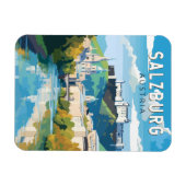 ザルツブルクオーストリアトラベルアートヴィンテージ マグネット (横)