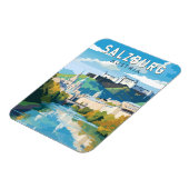 ザルツブルクオーストリアトラベルアートヴィンテージ マグネット (左側)