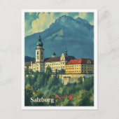 ザルツブルクオーストリ芸術的ア旅行イラストレーション ポストカード (正面)