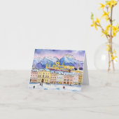 ザルツブルク水彩画のクリスマス カード (黄色い花)