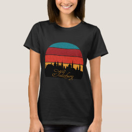 ザルツブルク アルプス レトロ サンセット 旅行 Tシャツ