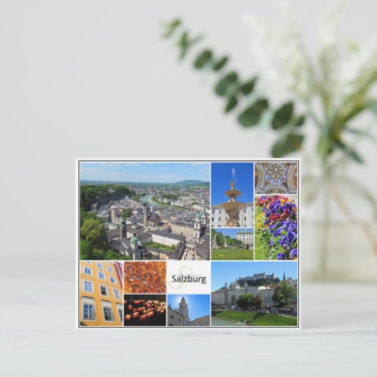 ザルツブルク 世界の旅行者 観光コラージュ ポストカード (スタンド正面)