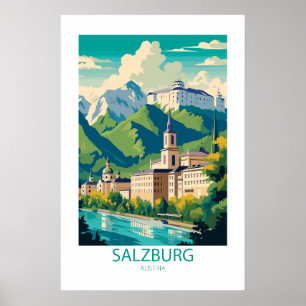 ザルツブルクAUSTRIA有名な旅行スポット ポスター