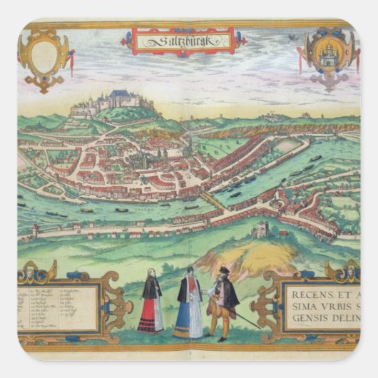 ザルツブルグの地図, 'Civitates Orbis Terrarum'から スクエアシール (正面)