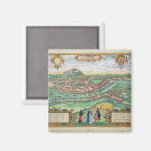 ザルツブルグの地図， 'Civitates Orbis Terrarum'から マグネット (正面/裏面)
