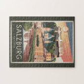 ザルツブルグオーストリアイラストレーショントラベルアートヴィンテージ ジグソーパズル (横)