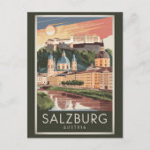 ザルツブルグオーストリアイラストレーショントラベルアートヴィンテージ ポストカード (正面)