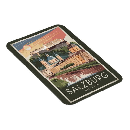 ザルツブルグオーストリアイラストレーショントラベルアートヴィンテージ マグネット (右側)