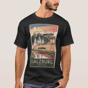ザルツブルグオーストリアイラストレーショントラベルアートヴィンテージ Tシャツ