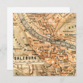 ザルツブルグ、オーストリアヴィンテージの地図 (正面/裏面)