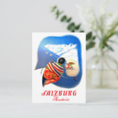 ザルツブルグ、オーストリア。少年はスキーの夢を見ている ポストカード (スタンド正面)