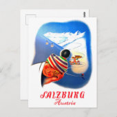 ザルツブルグ、オーストリア。少年はスキーの夢を見ている ポストカード (正面/裏面)