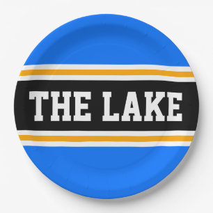 ザレイクアスレティックブライトブルーブラックレーシングストライプズ ペーパープレート