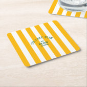 ザレイククラブカスタムクレストイエロー航海のストライプ スクエアペーパーコースター (アングル)