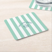 ザレイクハウスカスタムクレストグリーン航海のストライプ スクエアペーパーコースター (アングル)