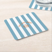 ザレイクハウスカスタムホテルクレストブルー航海のストライプ スクエアペーパーコースター (アングル)