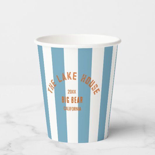 ザレイクハウスクレストブルー航海のストライプ 紙コップ (裏面)