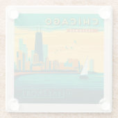 ザレイクフロント |イリノイ州シカゴ ガラスコースター (裏面)