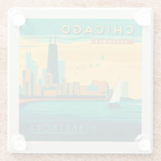 ザレイクフロント |イリノイ州シカゴ ガラスコースター (裏面)
