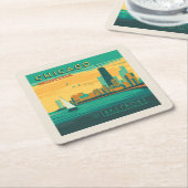 ザレイクフロント |イリノイ州シカゴ スクエアペーパーコースター (アングル)