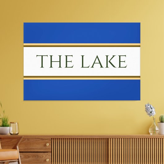 ザレイクブルーホワイトオレンジブラウンレーシングストライプズ キャンバスプリント (インサイチュ (リビング))