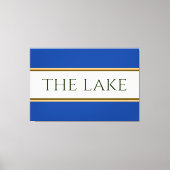 ザレイクブルーホワイトオレンジブラウンレーシングストライプズ キャンバスプリント (正面)