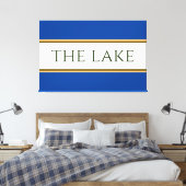 ザレイクブルーホワイトオレンジブラウンレーシングストライプズ キャンバスプリント (インサイチュ (寝室))