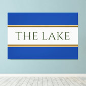 ザレイクブルーホワイトオレンジブラウンレーシングストライプズ キャンバスプリント (インサイチュ (ウッドフロア))