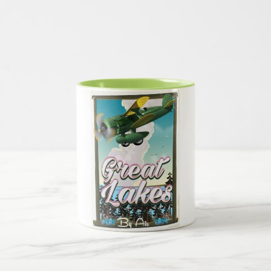 ザレイク素晴らしス飛行機旅行ポスター ツートーンマグカップ (中央)