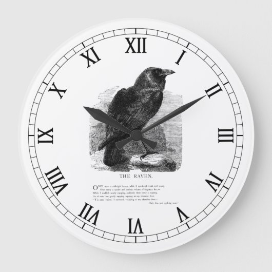 ザレイヴンバイエドガー・アレン・ポー ラージ壁時計 (正面)