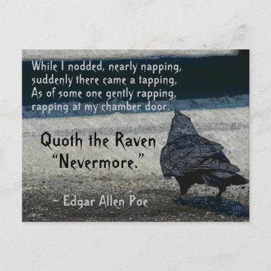 ザレイヴン引用文エドガー・アレンポーのネバーモア・ゴシック ポストカード (正面)